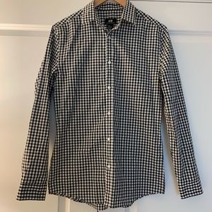 LS H&M Slim Fit Easy Iron Blk/Wht Check Shirt